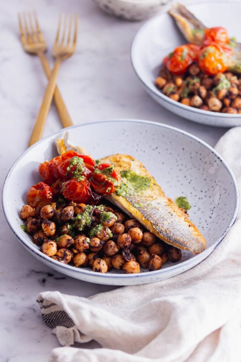Pan Fried Sea Bass with Spiced Chickpeas • The Cook Report