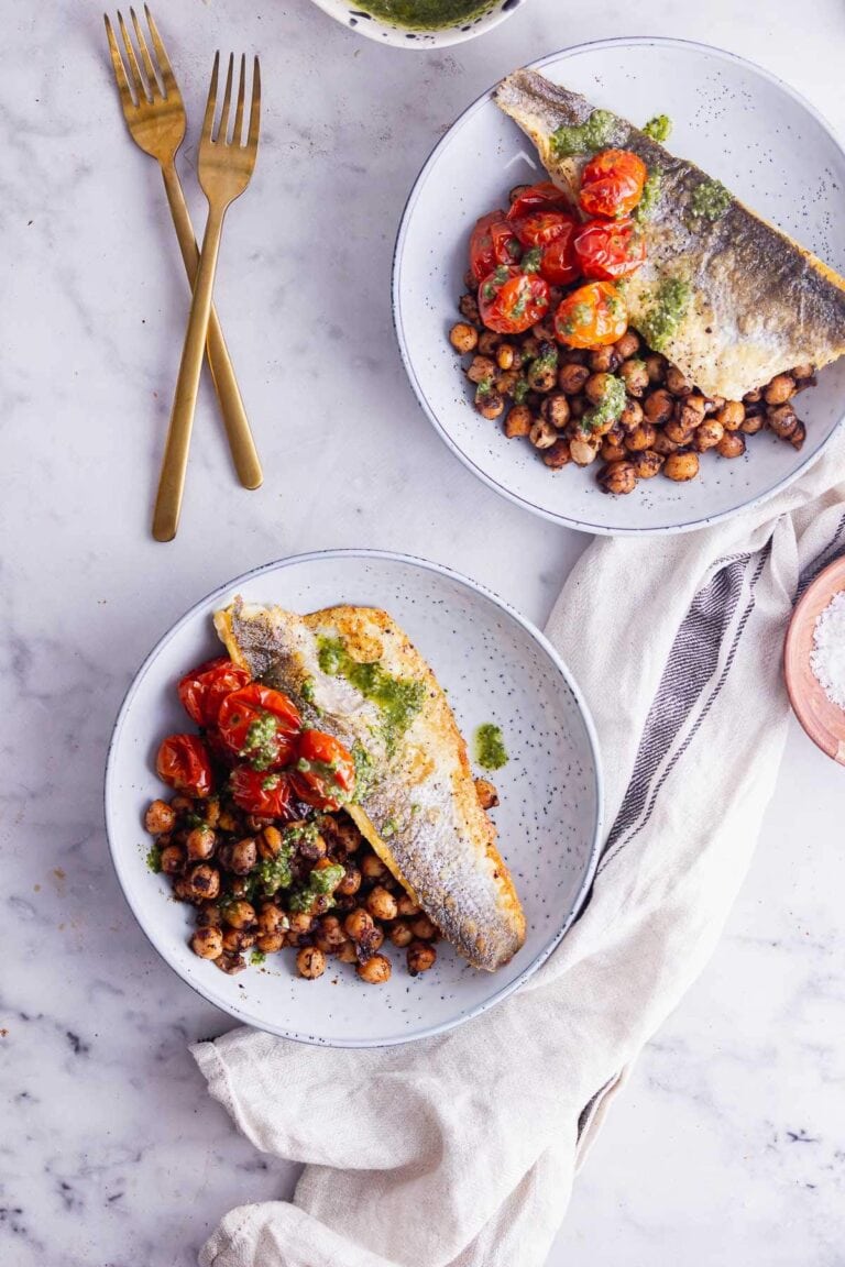 Pan Fried Sea Bass with Spiced Chickpeas • The Cook Report