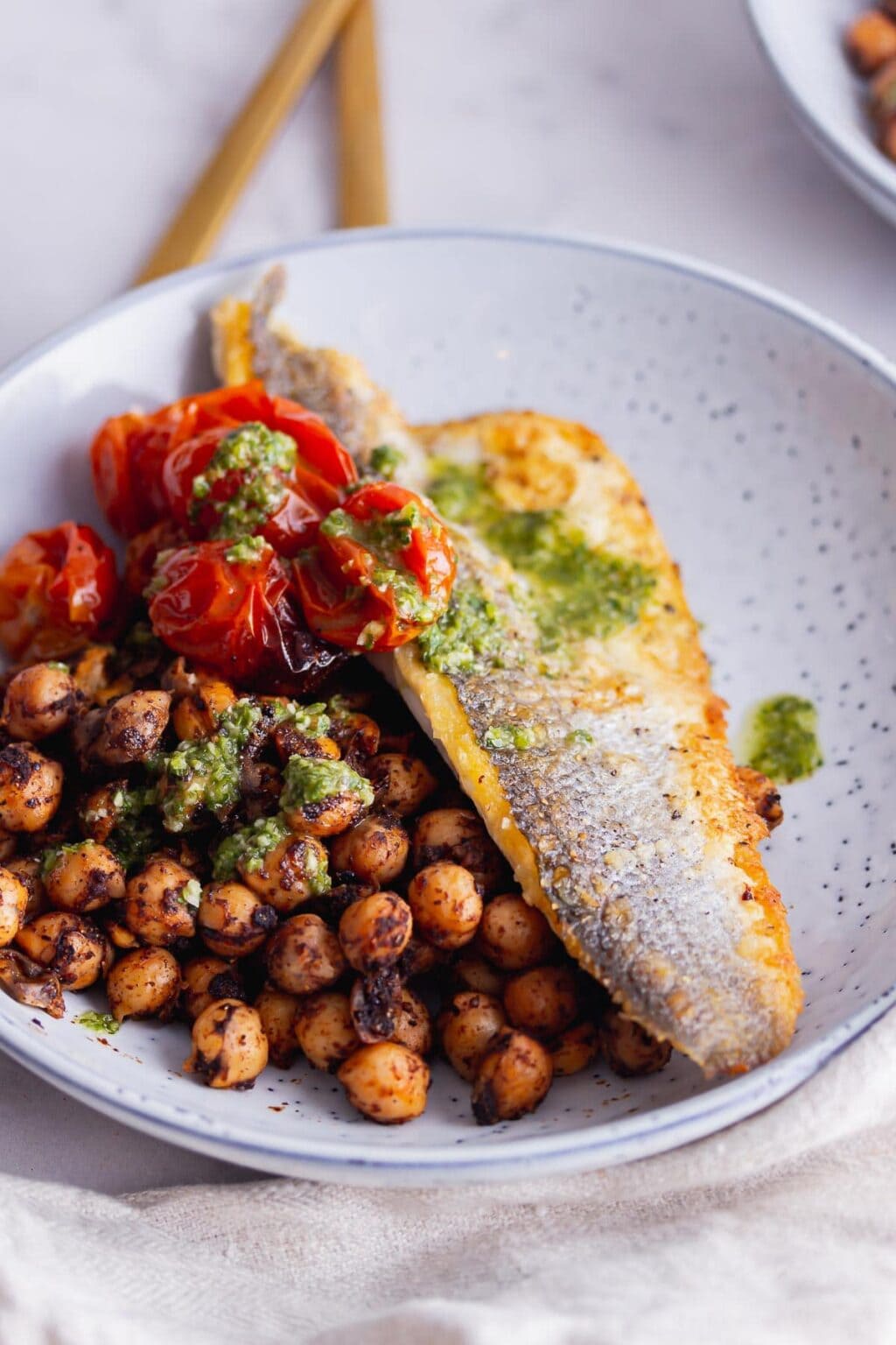 Pan Fried Sea Bass with Spiced Chickpeas • The Cook Report