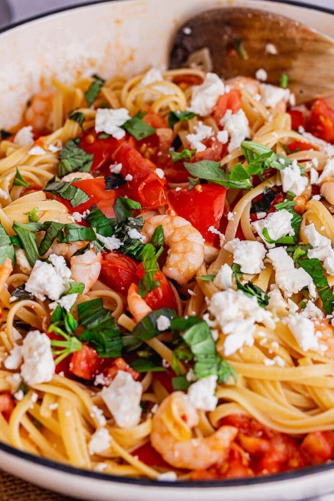 Prawn Linguine with Tomatoes & Feta • The Cook Report