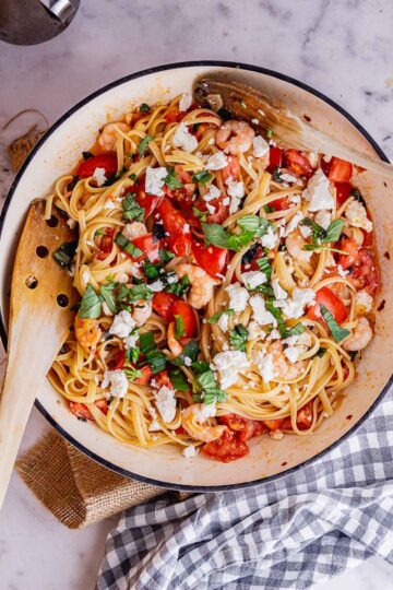 Prawn Linguine with Tomatoes & Feta • The Cook Report