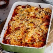 Shot of cheesy cauliflower with tomato