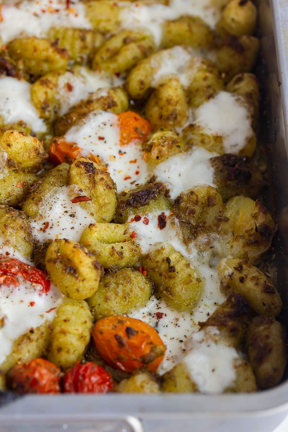 Close up of gnocchi in a pan