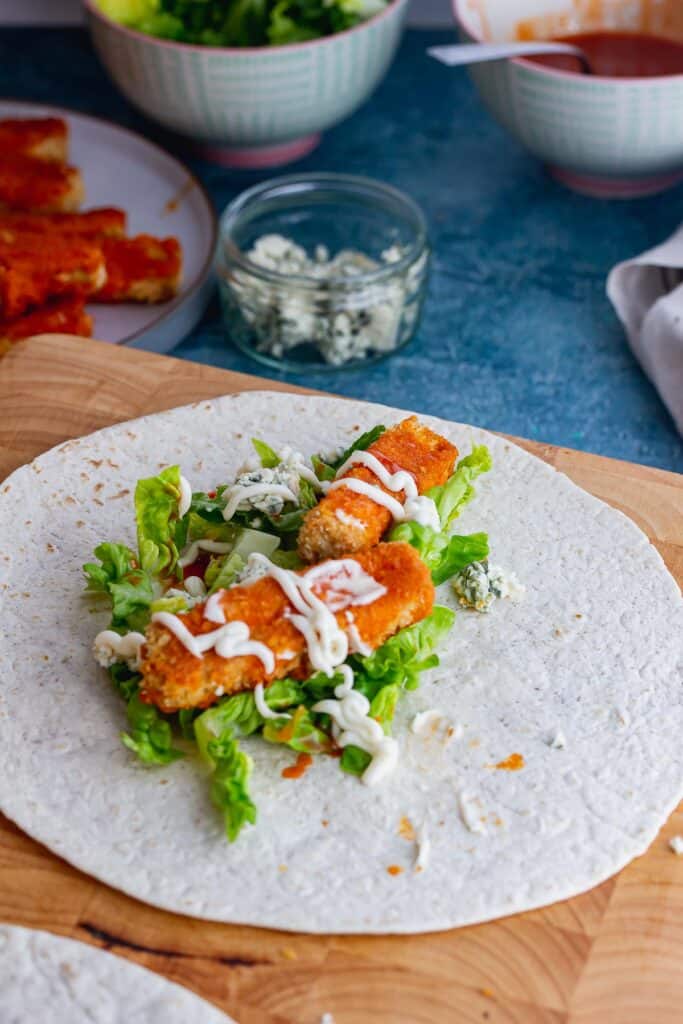 Tofu and salad on a wrap