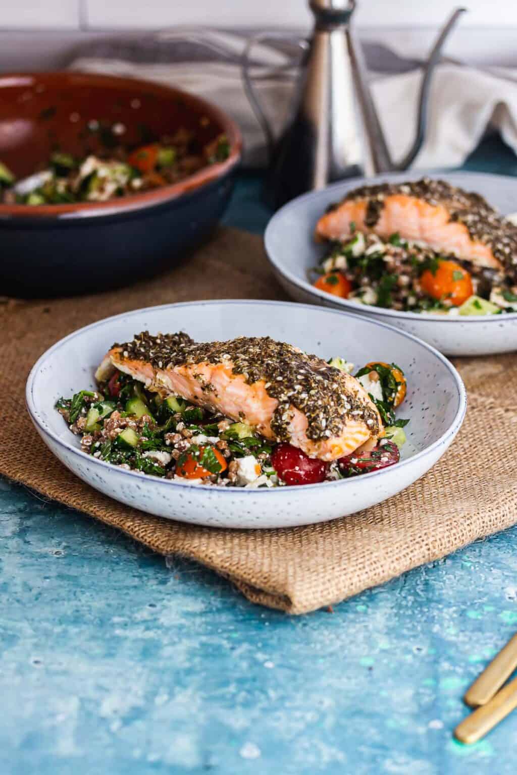 Salmon Couscous with Za'atar and Feta • The Cook Report