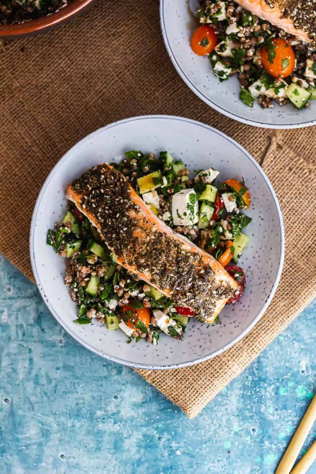 Salmon Couscous with Za'atar and Feta • The Cook Report