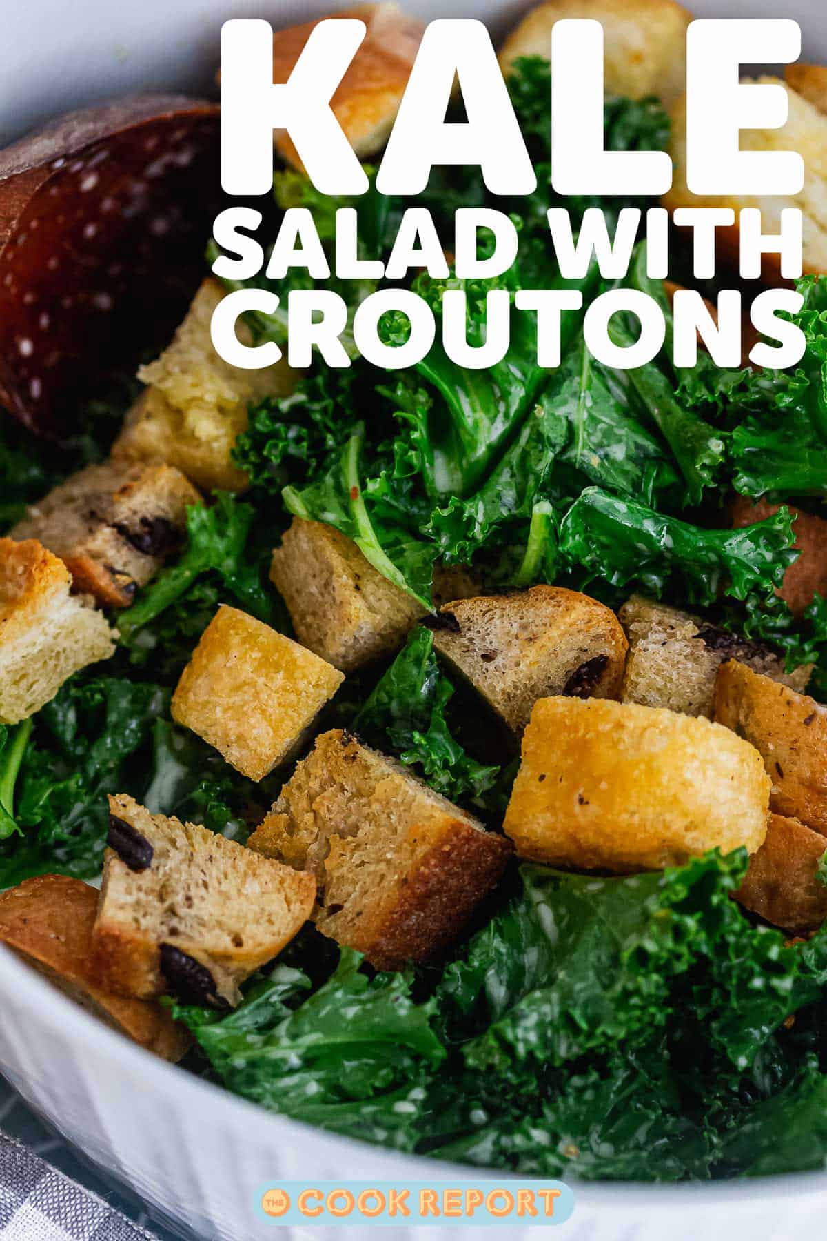 Pinterest image of kale salad with text overlay