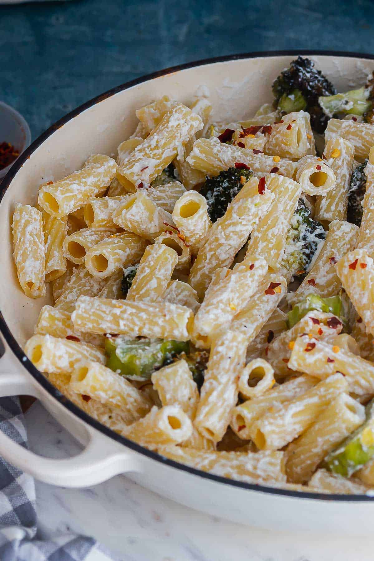 Dish of pasta and broccoli