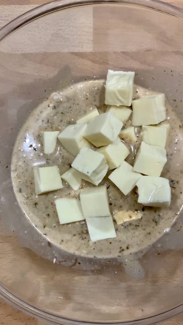 Paneer in a bowl with marinade