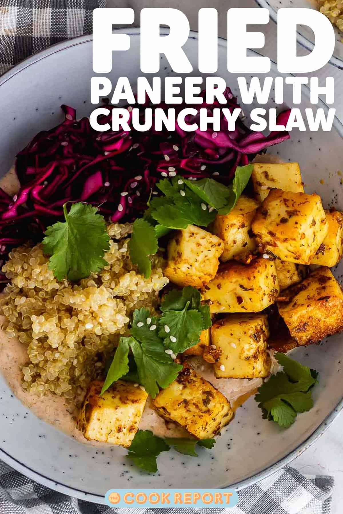 Pinterest image of fried paneer with text overlay