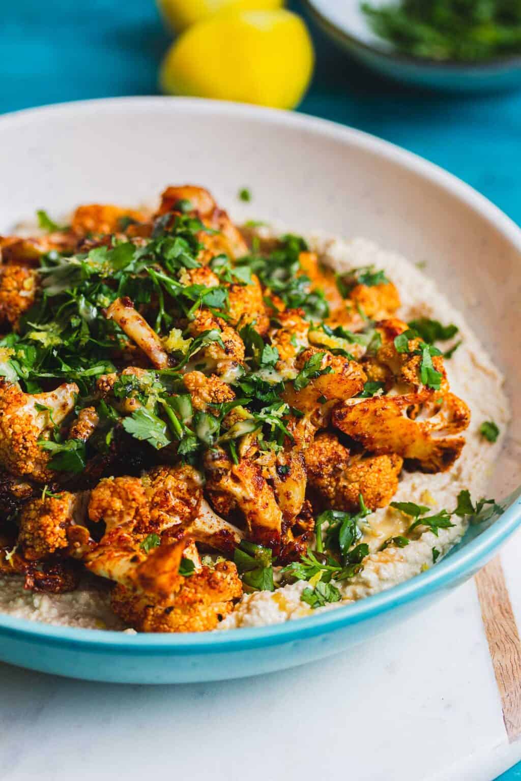 Spicy Roasted Cauliflower with Hummus • The Cook Report