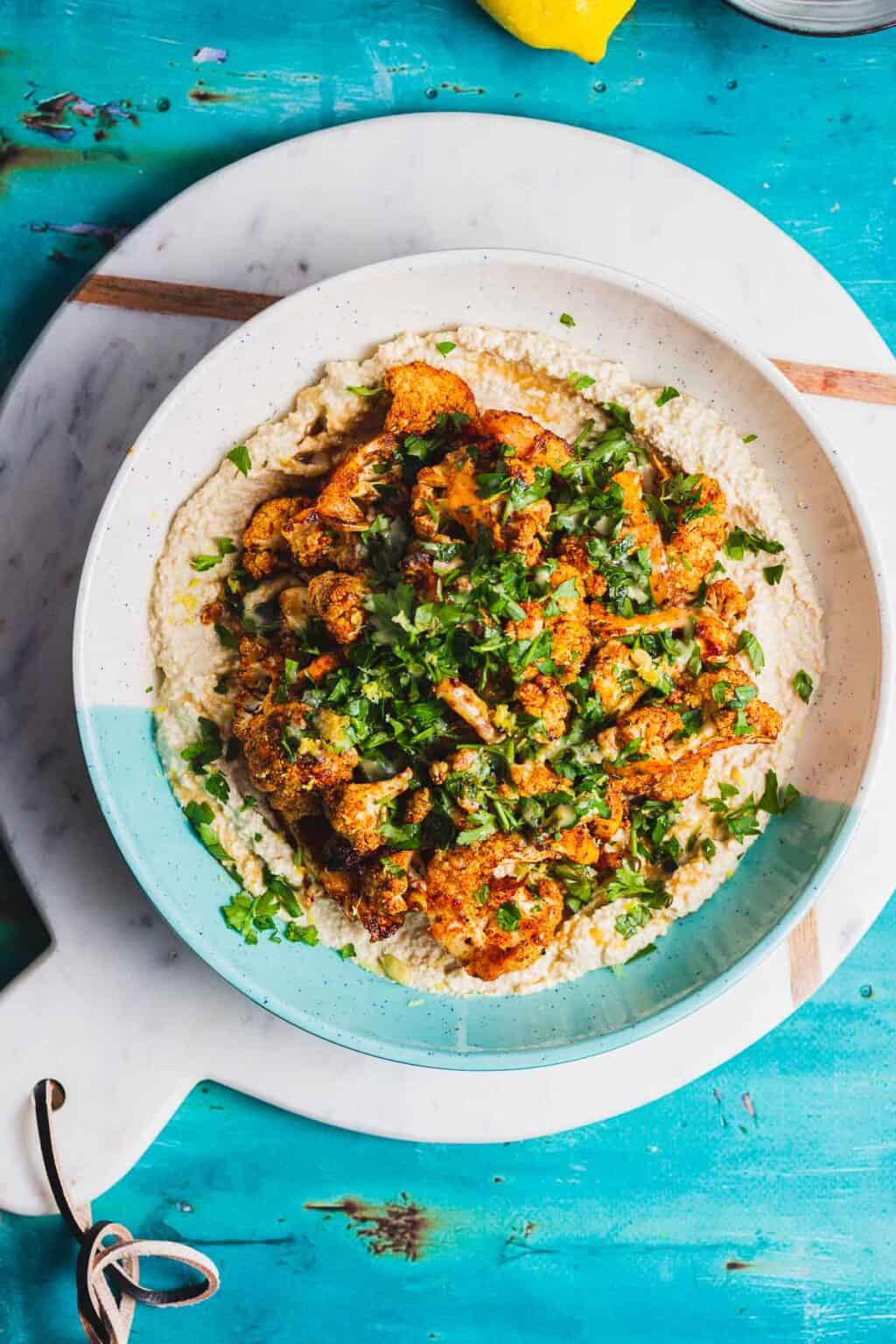 Spicy Roasted Cauliflower with Hummus • The Cook Report