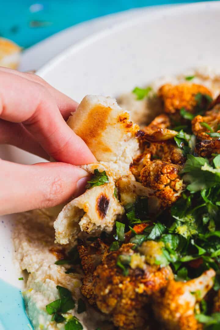 Spicy Roasted Cauliflower with Hummus • The Cook Report