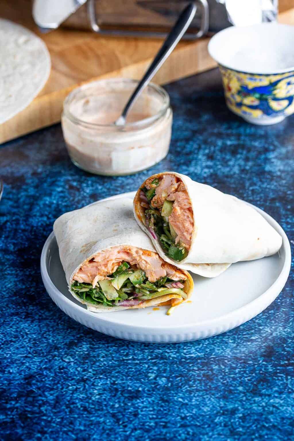 Salmon Wraps with Watercress & Spicy Mayo • The Cook Report